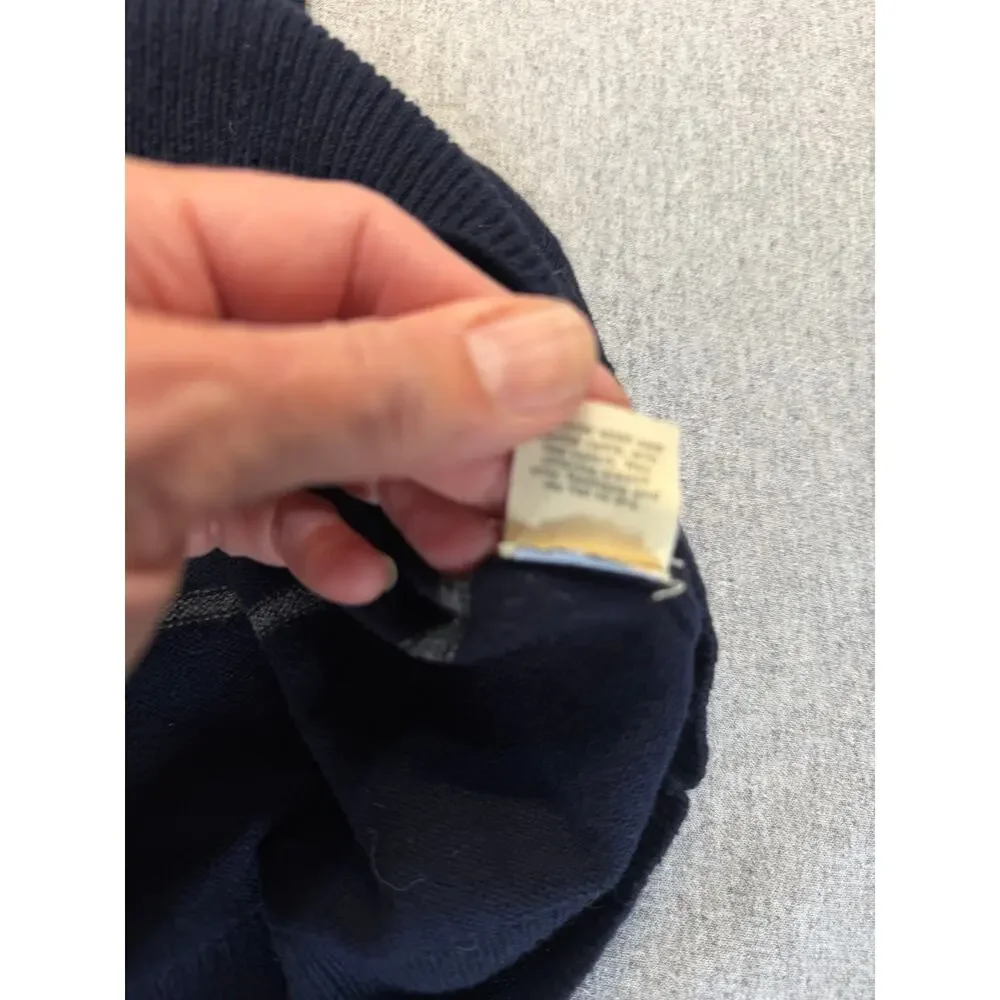 J. Crew Y2K Mens Cotton Cashmere V Neck Sweater Vest Blue Gray Striped Size L